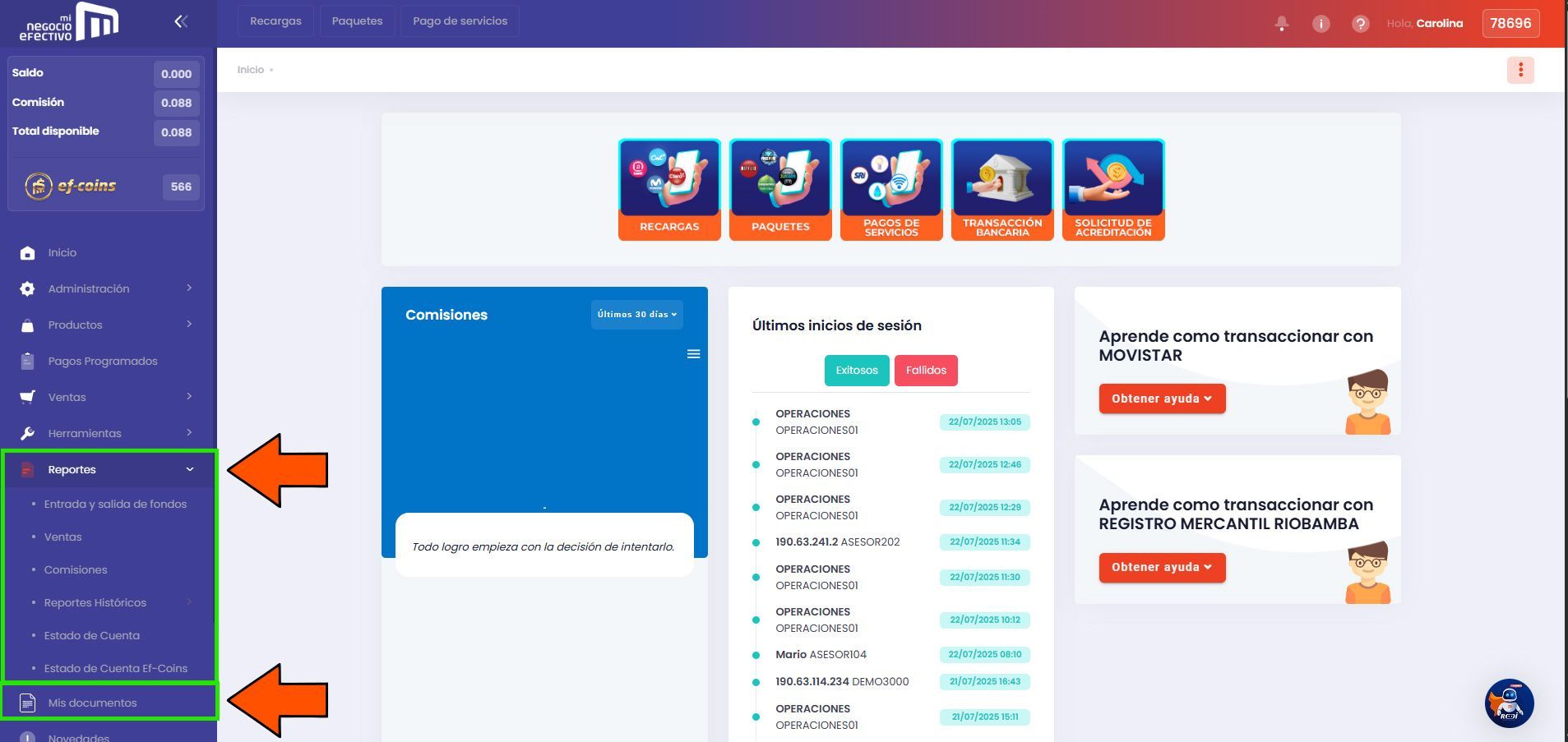 Reportes en Plataforma Web