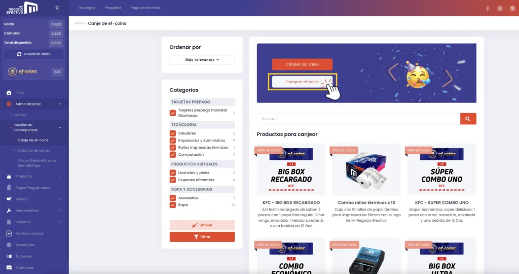 Botón Comprar ef-coins