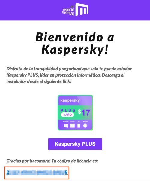 Código de licencia Antivirus Kaspersky