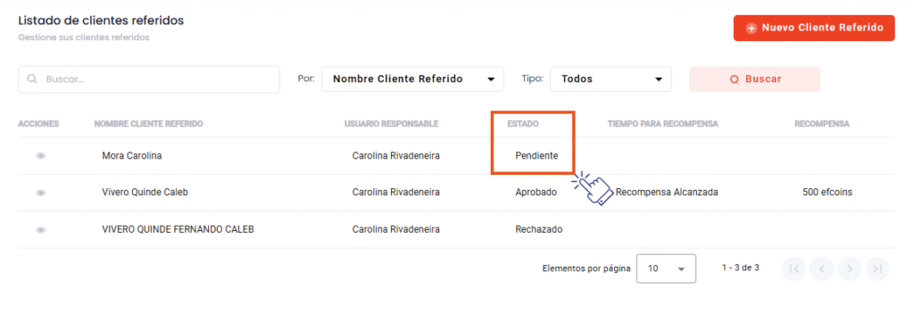Estado pendiente-programa de referidos