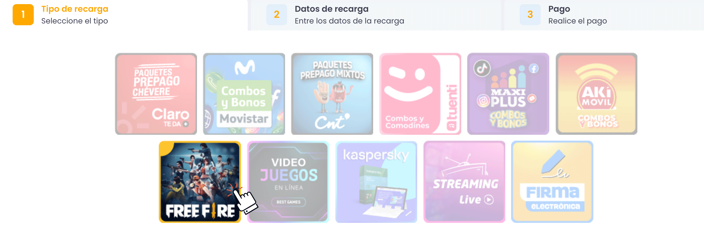 Selección Freefire plataforma