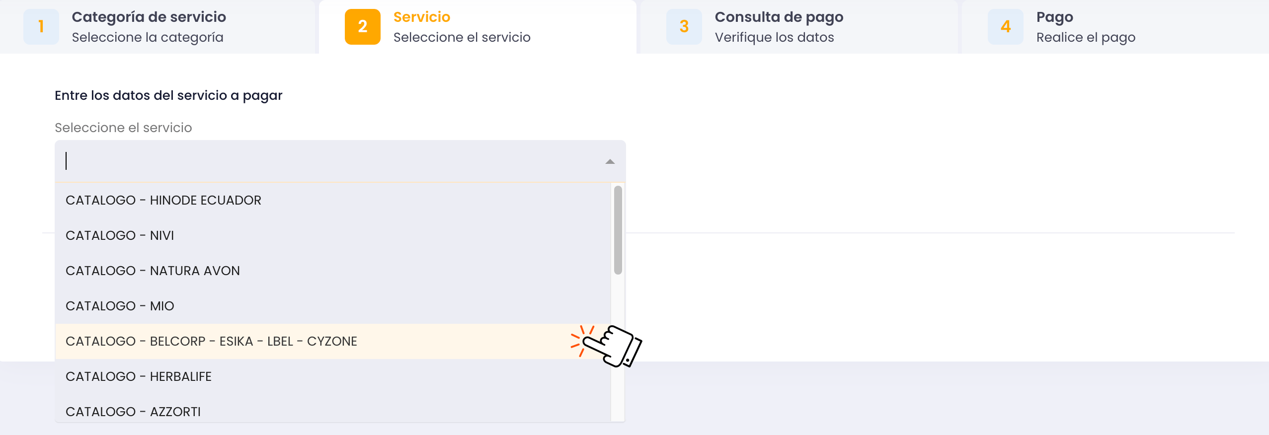 Selecciona el tipo de catálogo