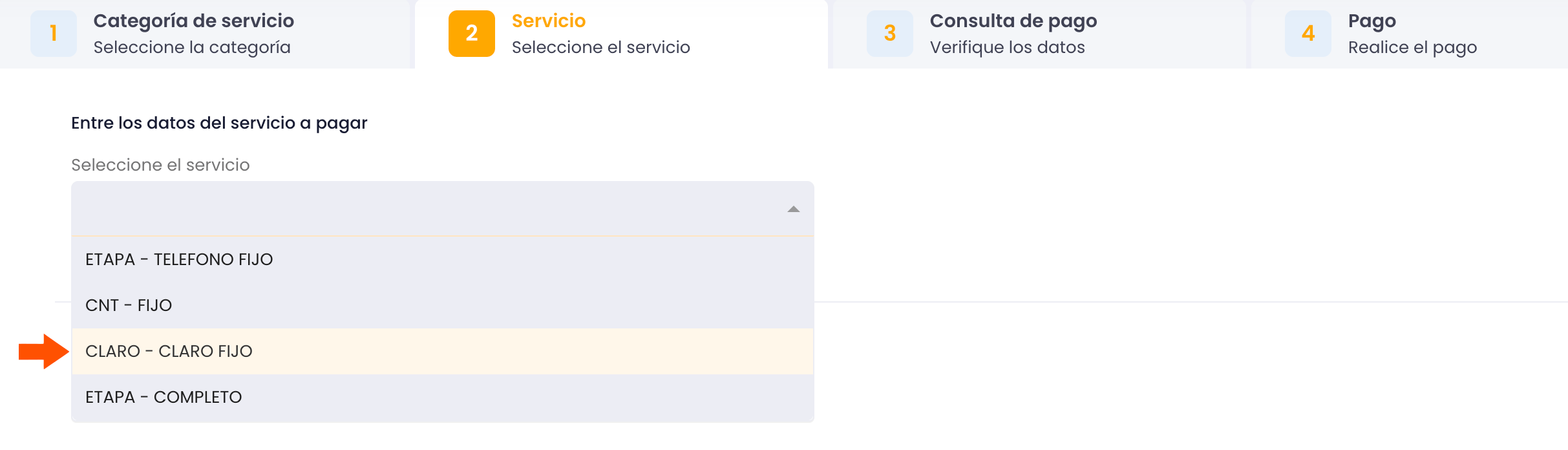 Selecciona Claro fijo