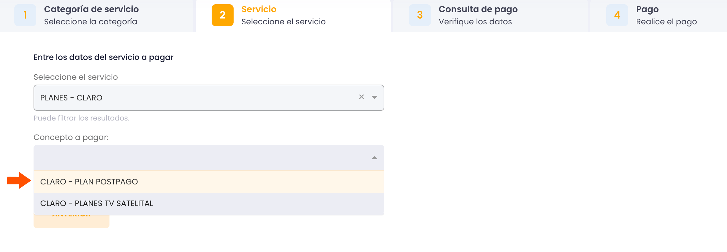 Selecciona Plan postpago