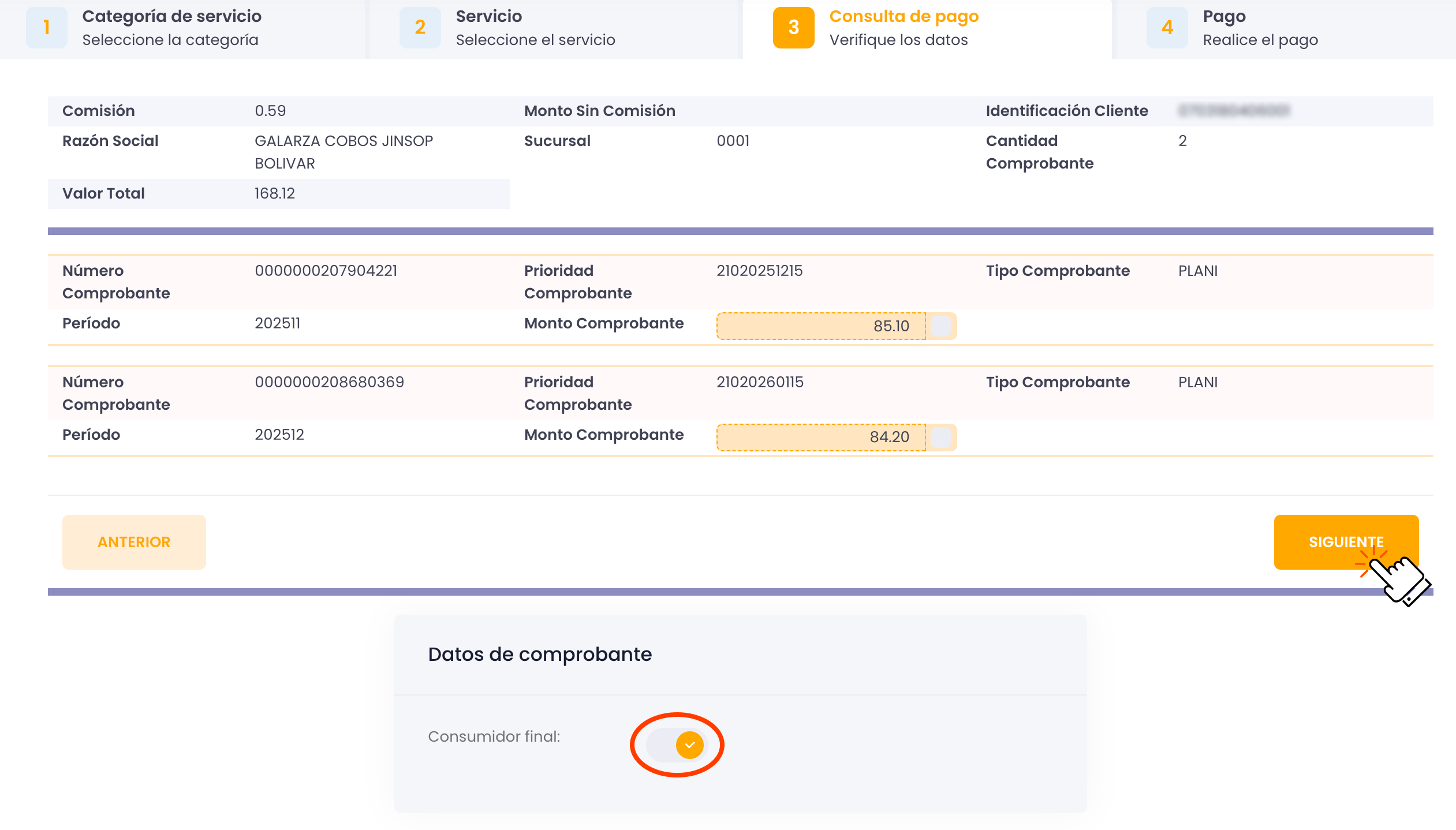 Verifica los datos