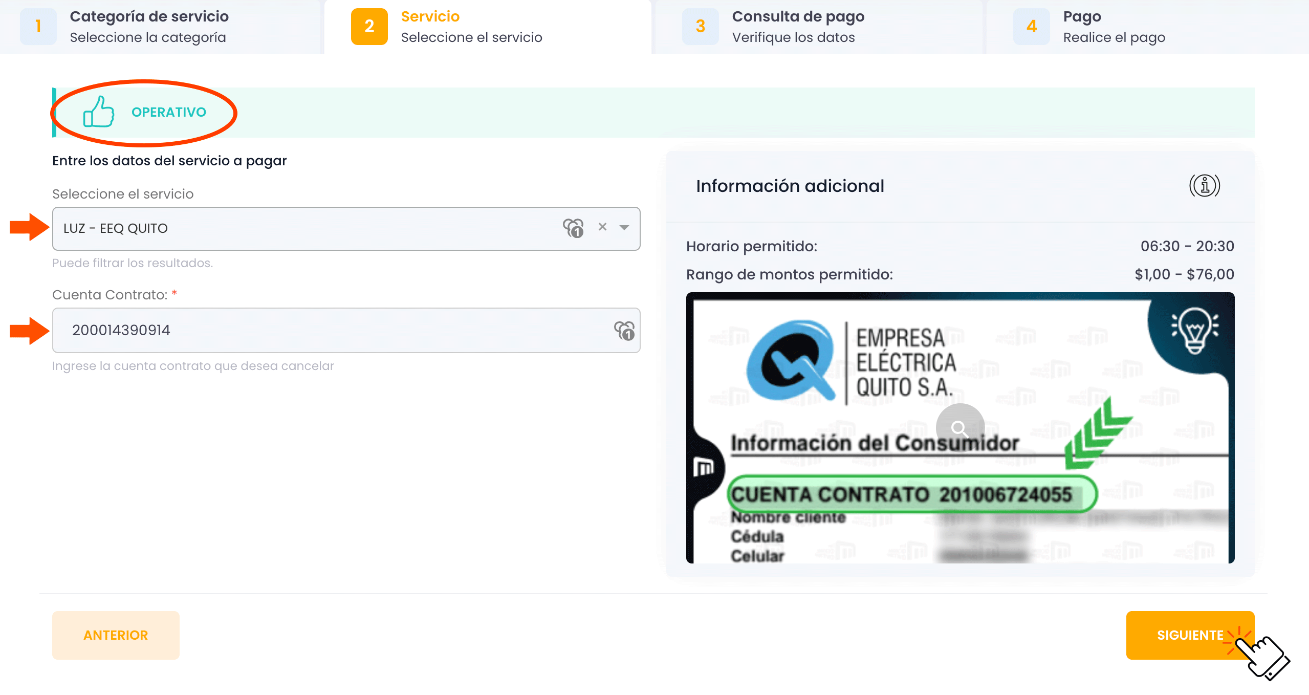 Completa datos - Planilla de Luz Quito