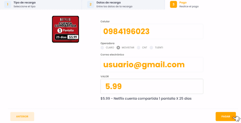 Clic en pagar