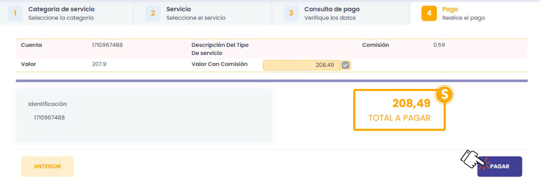Clic en pagar