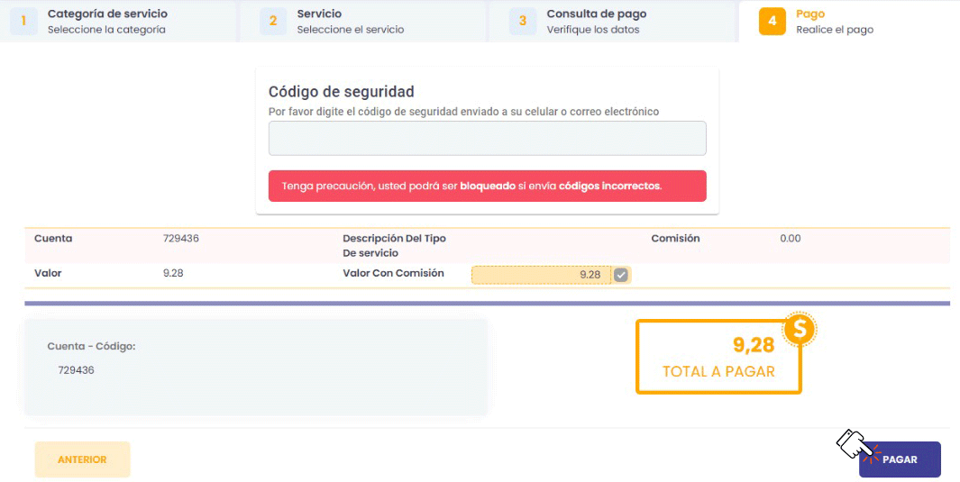 Clic en pagar