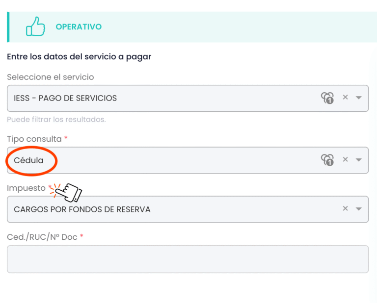Tipo de consulta - Cédula