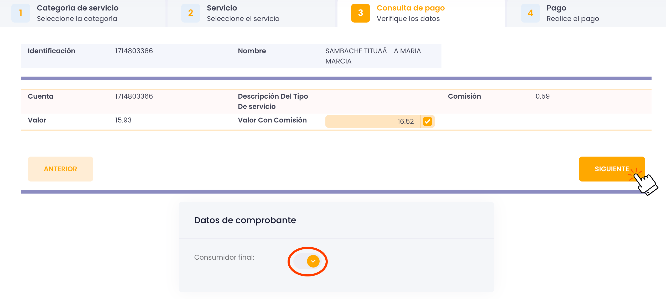 Verifica los datos