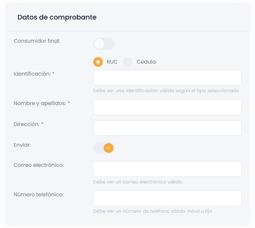 Datos comprobante