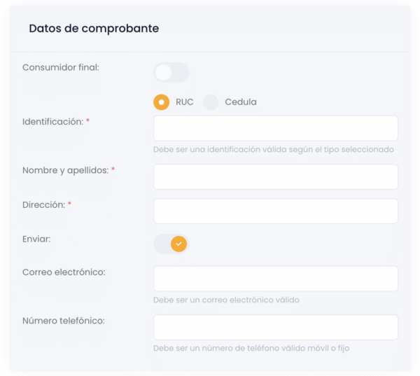 Datos comprobante
