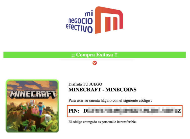 Pin de Activación Minecraft
