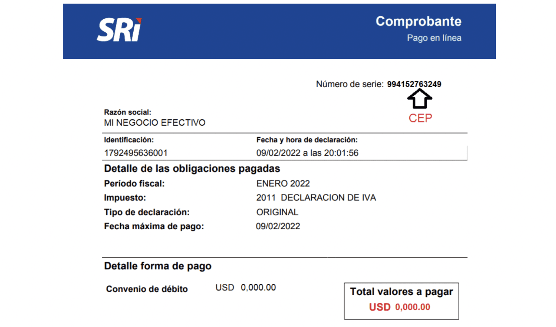 Comprobante Electrónico de Pago del SRI