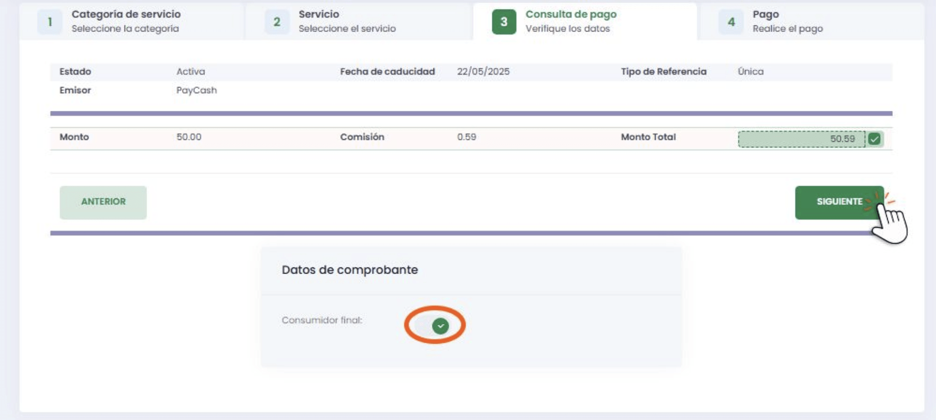 Confirma datos