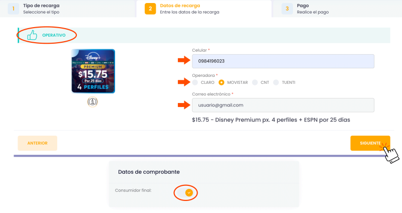 Completa los datos