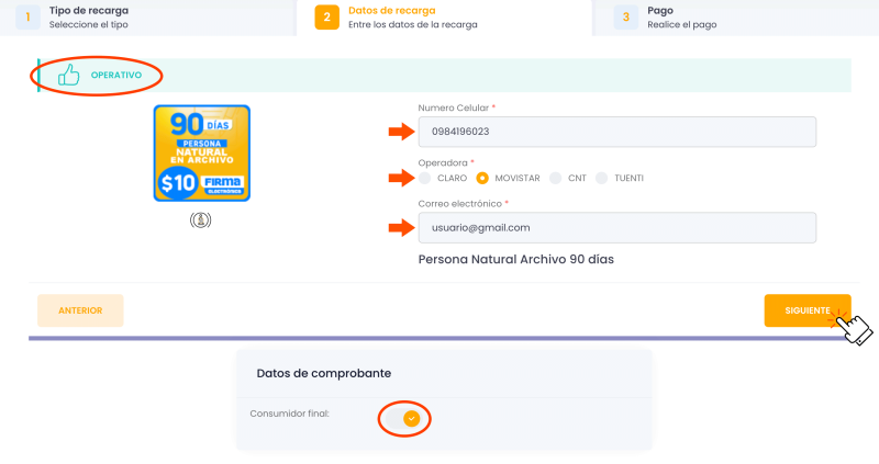 Completa los datos
