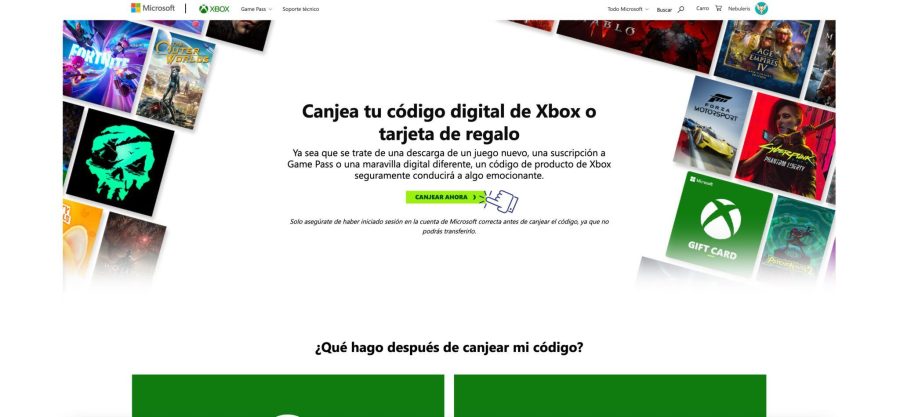 Canjear código Xbox